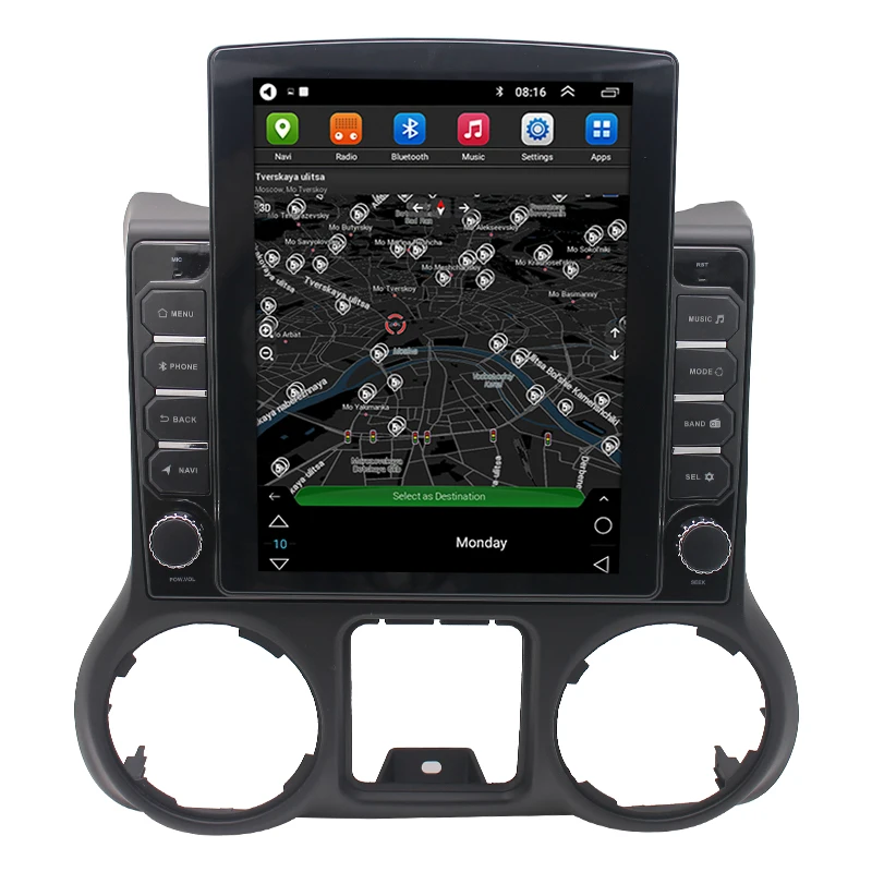 9.7" Vertical Screen Android 13 Car Audio Radio for Jeep Wrangler 3 JK 2010-2017 Carplay/4G Wifi GPS Multimedia Video DVD Player