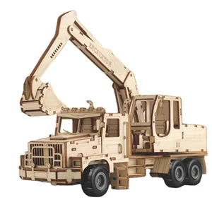 DIY Essay Assemble Wood Toy Car Pull Back Creative Car Models Wooden Toys