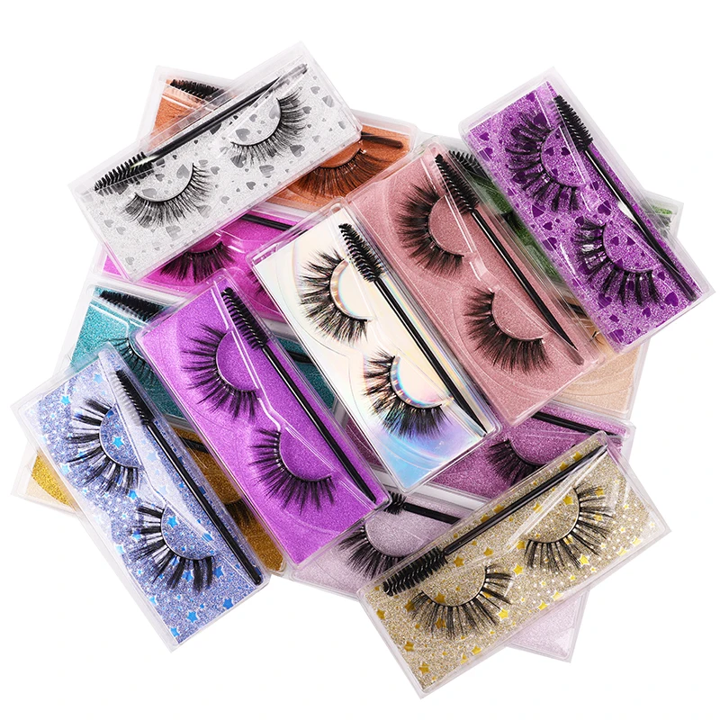 free shipping cheap cost false eyelashes with brushes silk lashes private label with customize packa