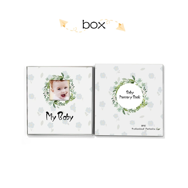 2025 Custom Cover Baby Footprint Milestone Album Journal Custom First Year Baby Memory Book with Box Stickers