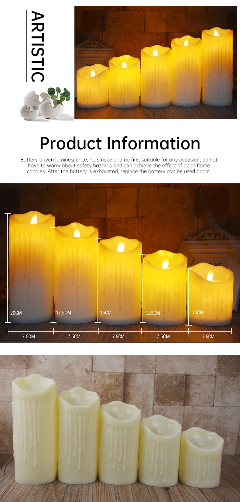 Wholesale Led Candles Flameless Candles Remote Controller Electronic