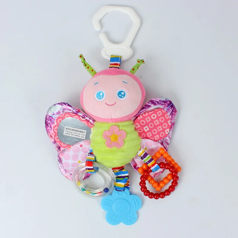 
H026A погремушка в виде розовой бабочки со свистком для прорезывания зубов подвесная кровать для автомобиля 