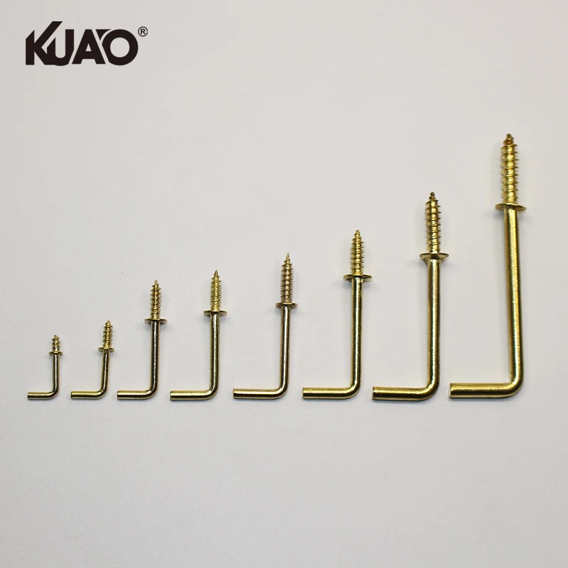 L Screw Hooks Metal L Shaped Hooks Square Bend Hooks Gold Right Angle Hook L Hooks for Hanging