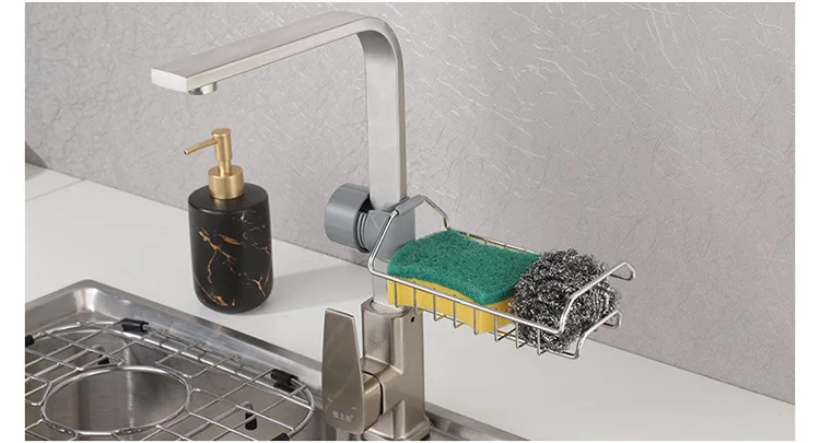 High Quality 201 Stainless Steel Kitchen Faucet Rack for Storage Tableware Cleaning Spices Food Also for Bathroom Use