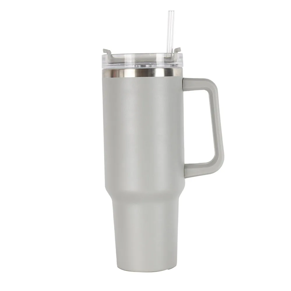 1pc 40oz Insulated Tumbler With Handle, Stainless Steel Coffee Mug, 304  Straw, Car Cupholder-portable And Vacuum-sealed