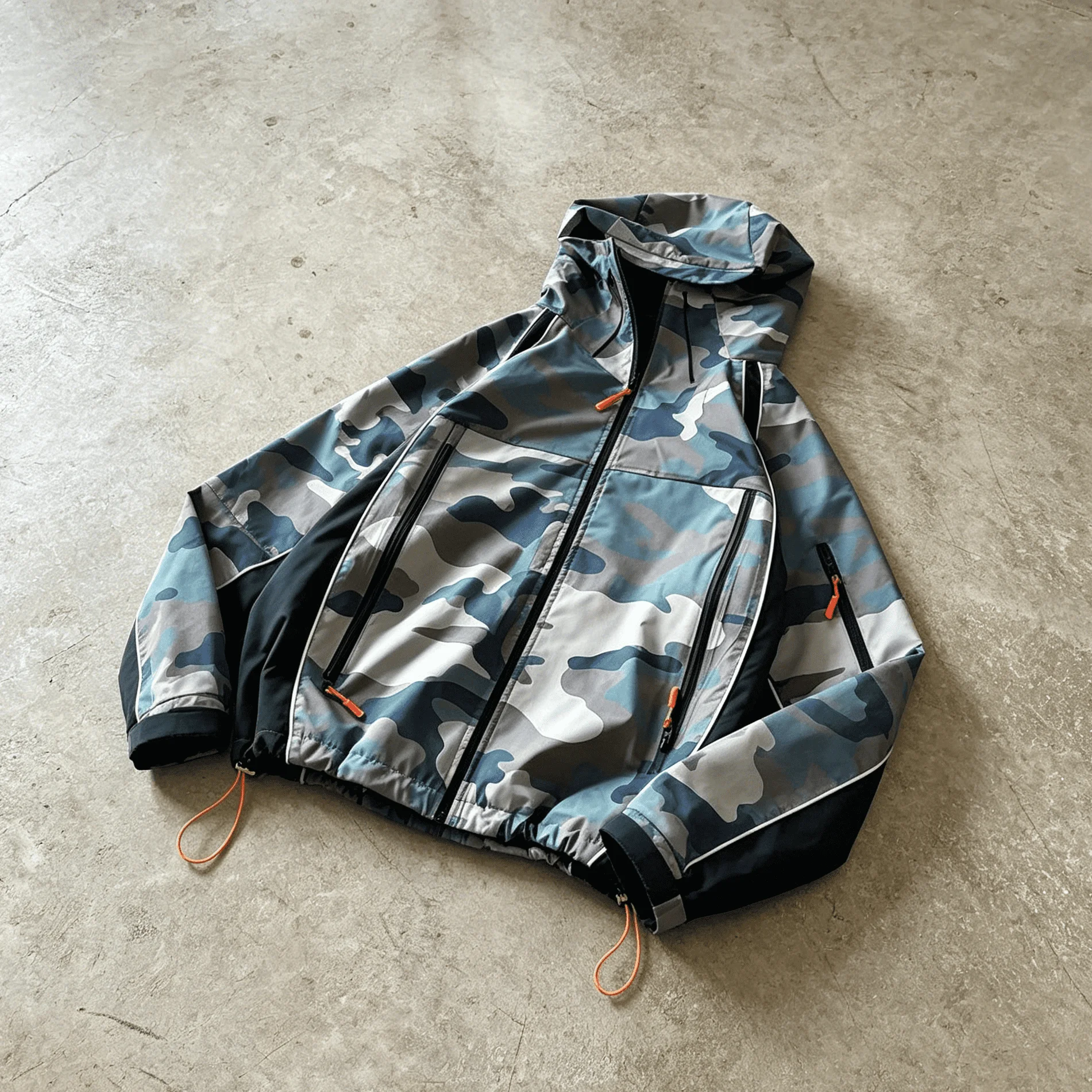 Fashion Design Jackets Camouflage Pattern 3m Reflective Stripe Outdoor Lightweight Nylon Coat Hoody Windbreaker Jacket