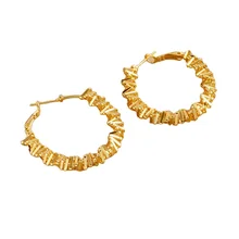 18K Gold Stainless Steel Trendy Elegant Irregular Geometric Round Luxury Large Hoop Earrings for Women