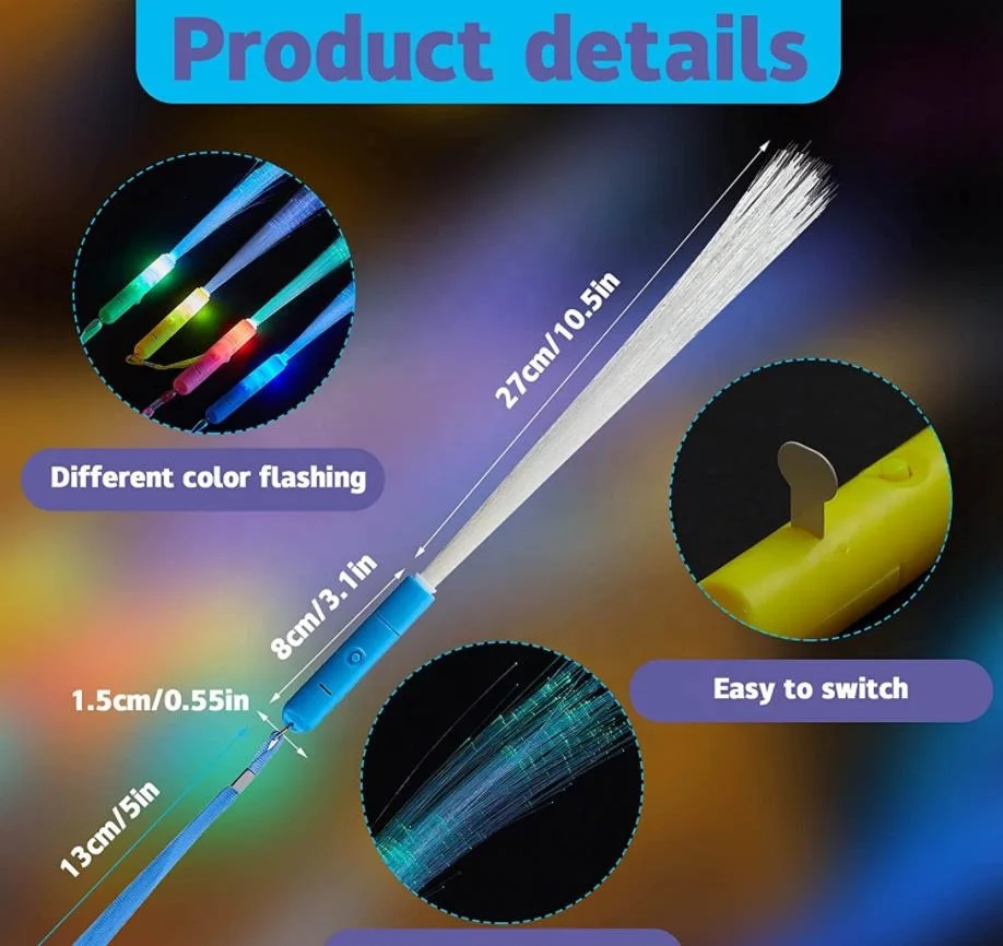 Glow Sticks LED Light up Fiber Optic Wands for Parties