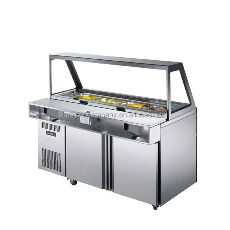 Commercial Use Subway Sandwich Prep Table Refrigerated Cover Lid Customized Salad Bar for Buffet Service 1.5M Digital Controller