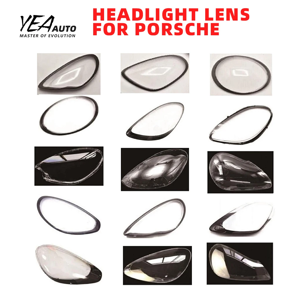 product car headlight glass lampshade cover lens lamp for porsche cayenne panamera macan 911 718 cayman headlamp black housing back base-35