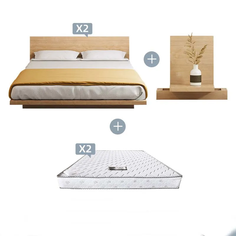 Home Hotel Tatami Low Bed Frames With Headboard Oak Wood Full Queen