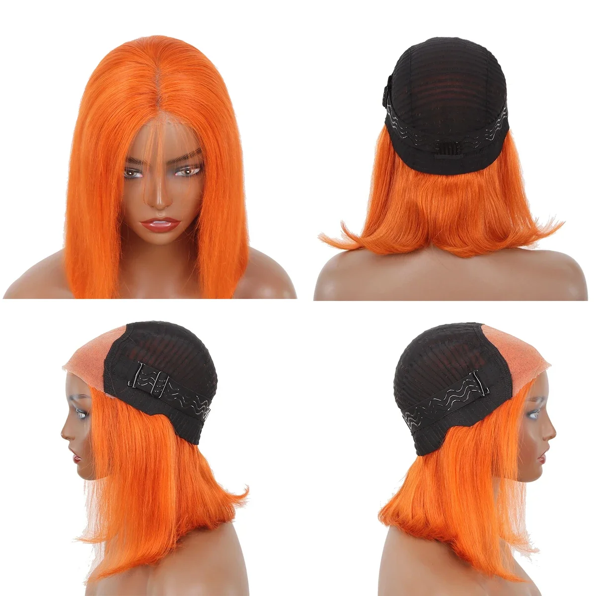 Parrucca senza colla 350 Capelli umani pre-pizzicati Colore zenzero Chiusura in pizzo dritto per principianti_voghion.com