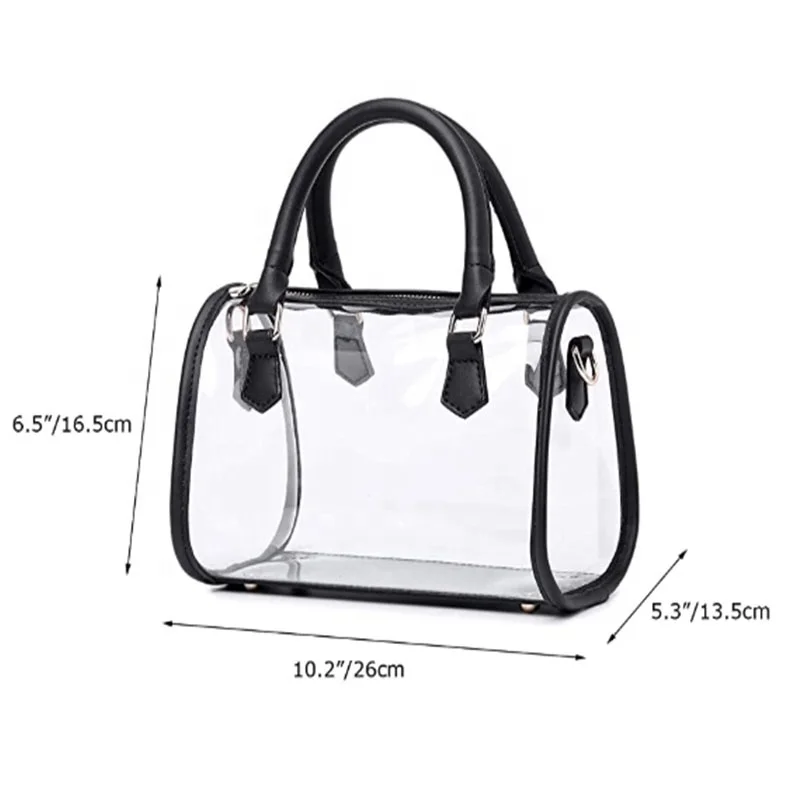 Lam Gallery Trendy Clear Purse Top Handle Shoulder Handbag Stadium Approved Clear Bag PVC Plastic See Through Working Bag