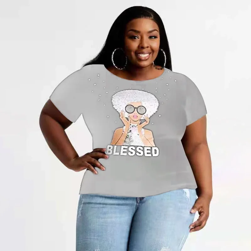 J&h Fashion Dropshipping 4xl Plus Size Women Cartoon Graphic Tshirt Short  Sleeve Casual Shirt - Buy Women Tops Fashionable,Printed Short Sleeves