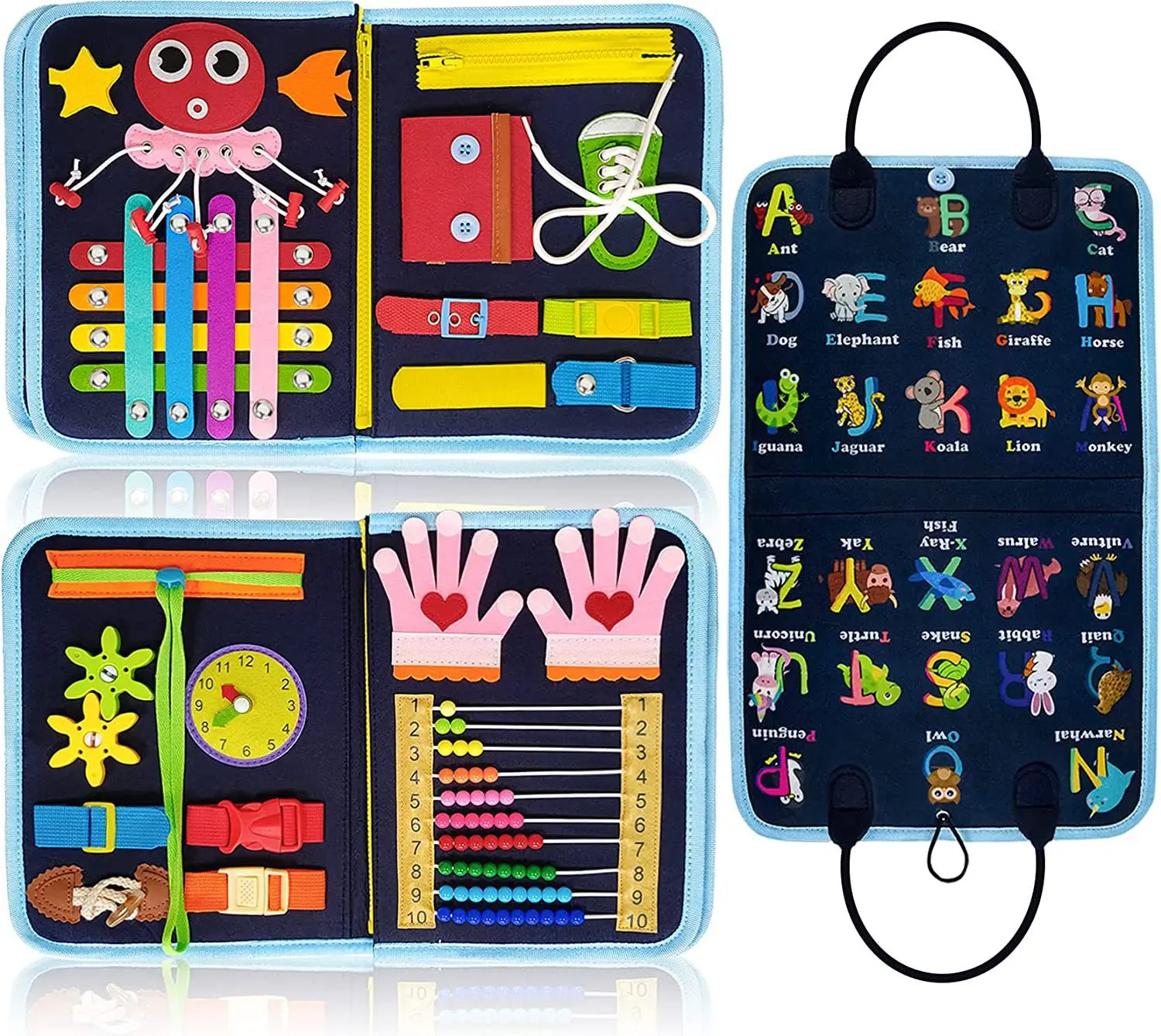 Hotsale Activity Board Montessori Kids Felt Busy Learning Basic Dress Skill Educational Travel Baby Sensory Toys