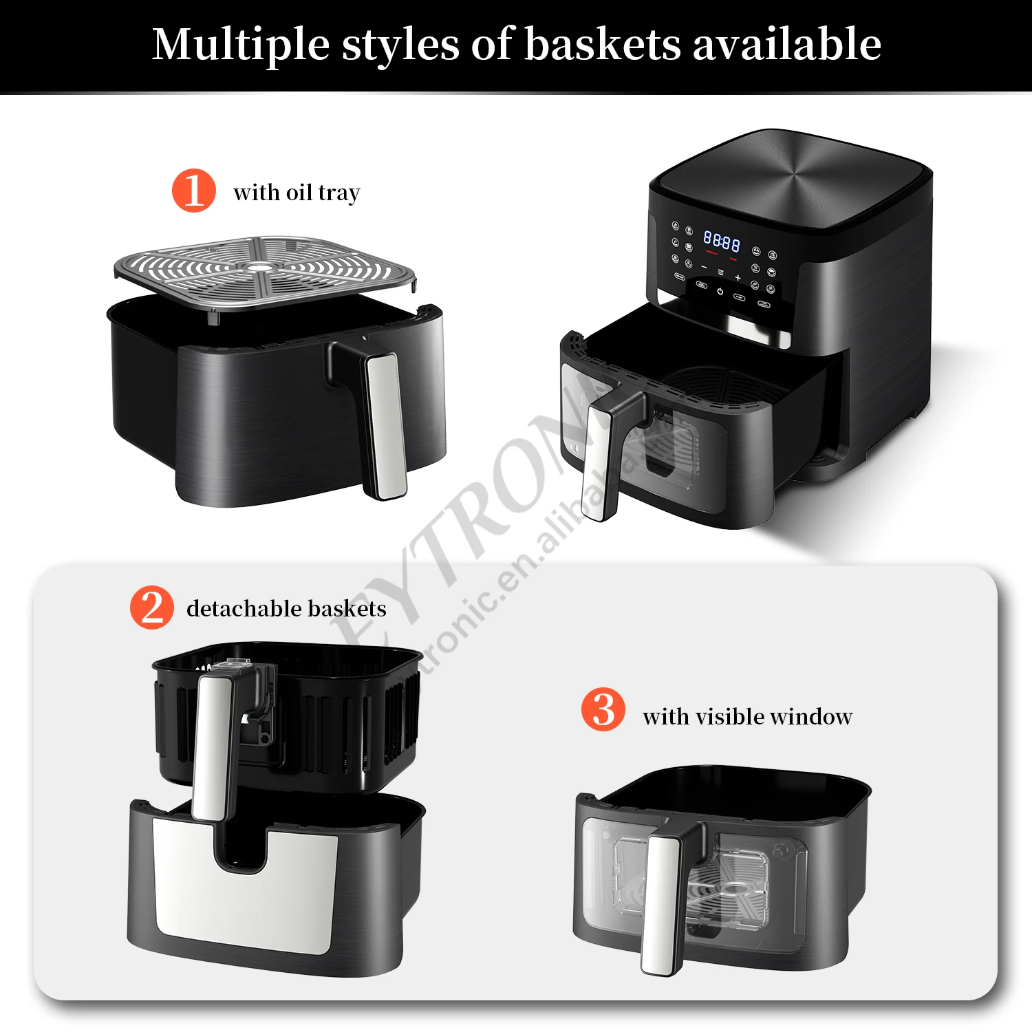 New 6L 7L 8L 2023 Smart Air Fryer Touch Screen OEM Custom Oil Free Electric Deep Fryer Hot Digital Air Fryer Wholesale