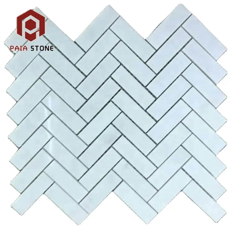 cheap mosaic marble tile on sale herringbone crystal white marble mosaic tiles bathroom wall design