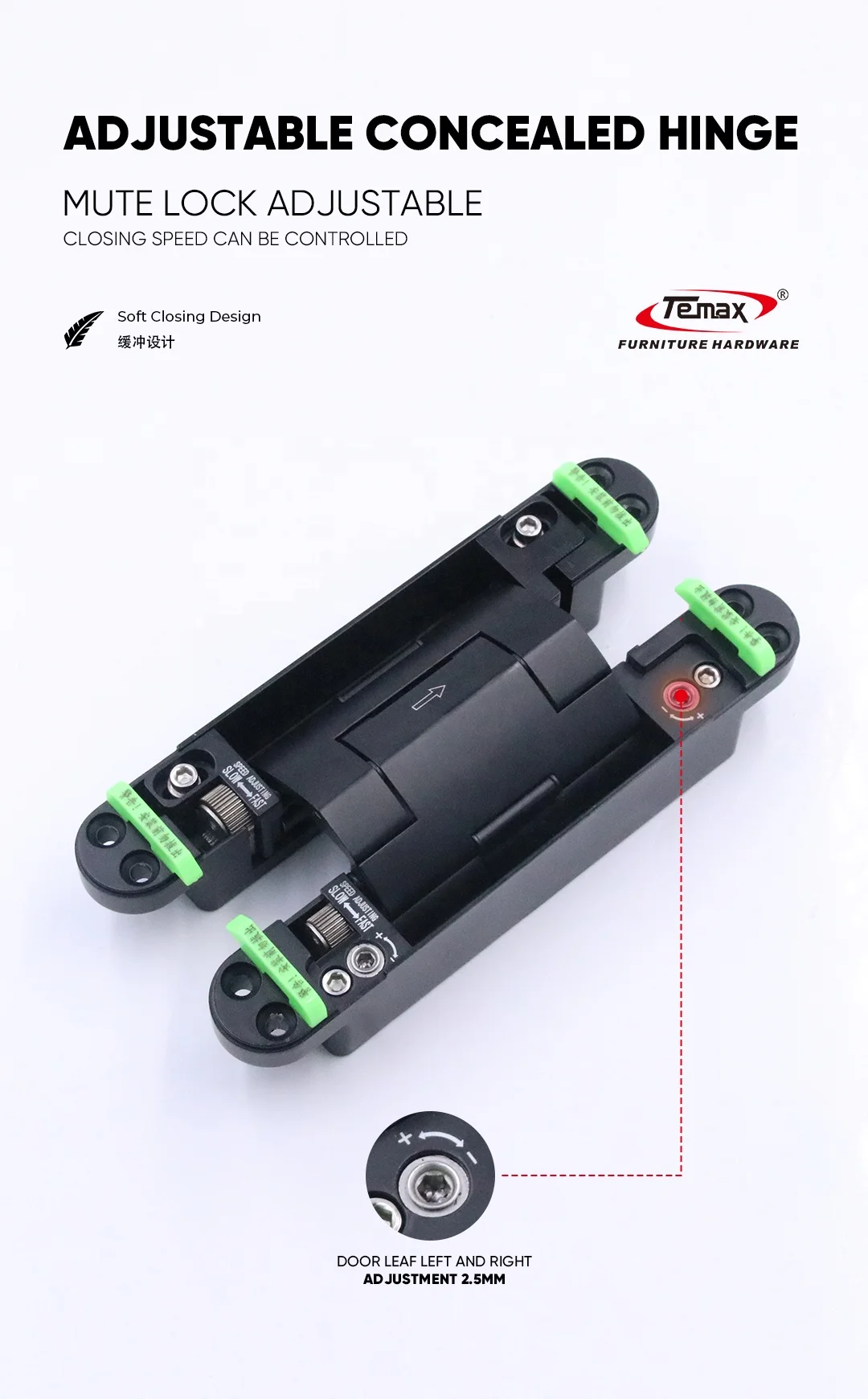 Temax HBG005 Soft Close Concealed Door Hinges - Modern Furniture