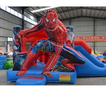 High quality commercial inflatable spider man jumping house air blow up cartoon bouncer slide combo for sale