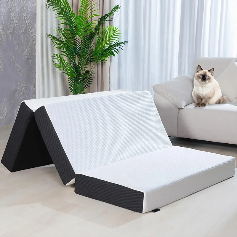 Custom Collapsible Washable 6 Inch  Memory Foam Mattress Cover Foldable Tri-fold Mattress Cover