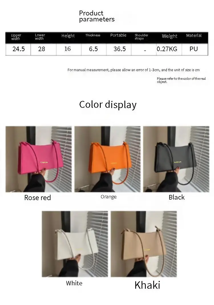 Individuality French Candy-Colored Underarm Handbag Storage New Fashion Simple Shoulder Bag Western Style Handbag
