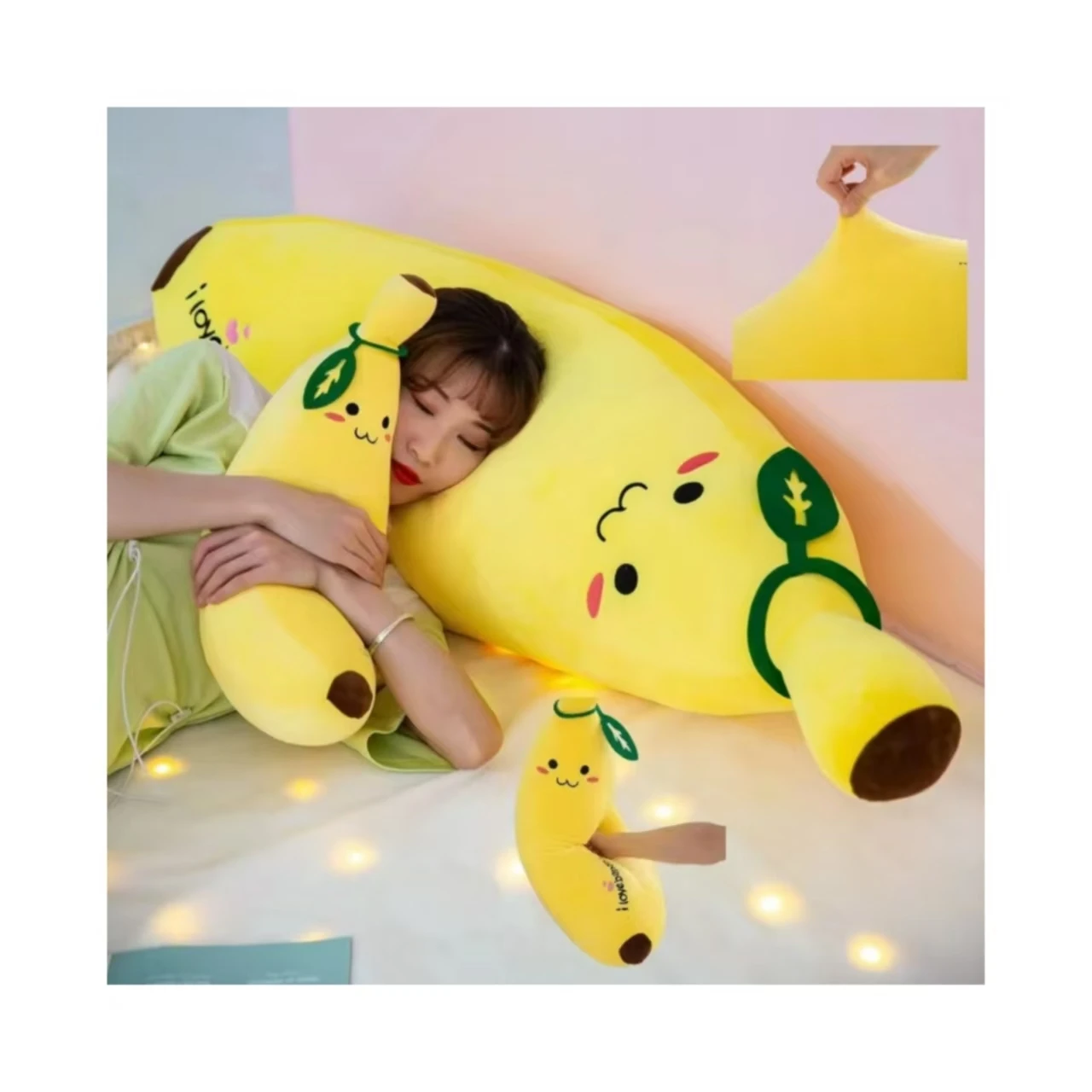 Cpc Best Price Popular  Face Expression Yellow Kawaii Banana Fruit Doll Pillow Soft Stuffed Long Banana Plush Toy