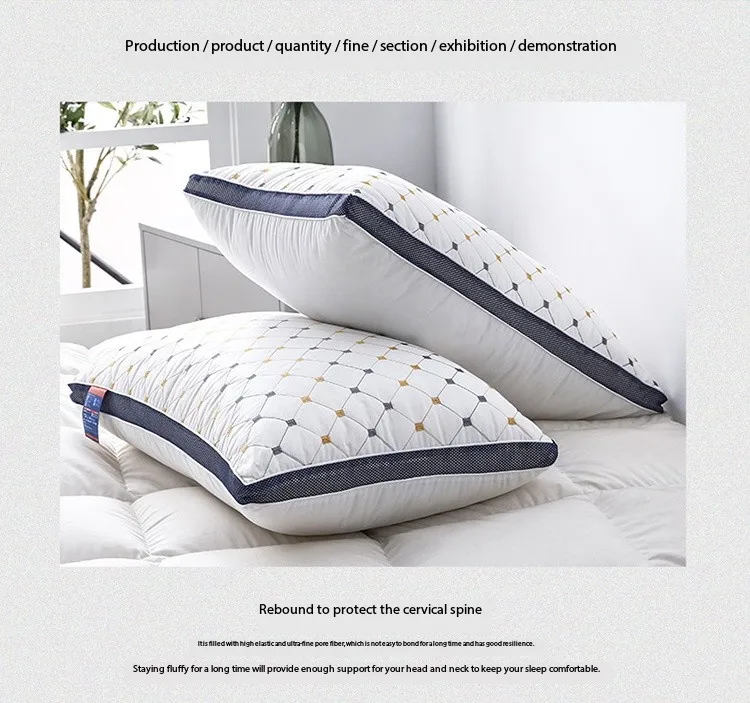 High Quality Soft Pillow 1000g 48*74 Hilton Double Line Hotel Bed