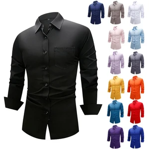 Thin Spring Men's Long-sleeved White Shirt Breathable Elastic Wrinkle-resistant Solid Color Business Professional Top Men's
