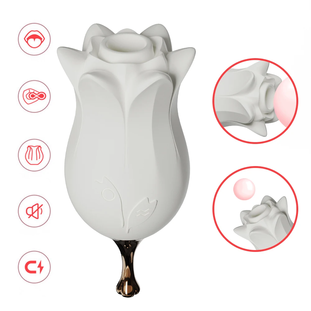 Lily Rose Vibrator Clitoris Stimulator Sucker Vaginal Licking Breast  Massage Rose Sex Toy for Female Lesbian Masturbating