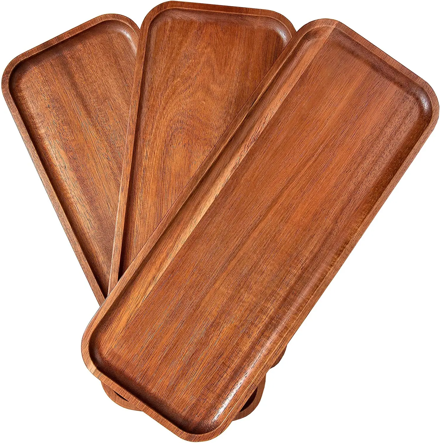 Rectangular Serving Tray Dish Solid Acacia Wooden Serving Trays for Home Food Vegetables Fruit