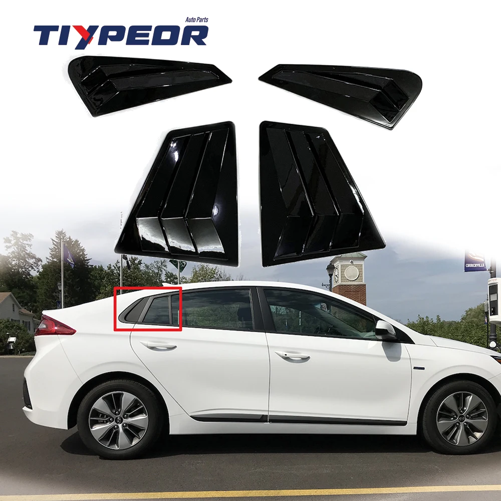 product glossy black side vent window louvers 4 pcs auto spares for hyundai ioniq 2018   2021 2019 2020 air vent scoop shades cover-4