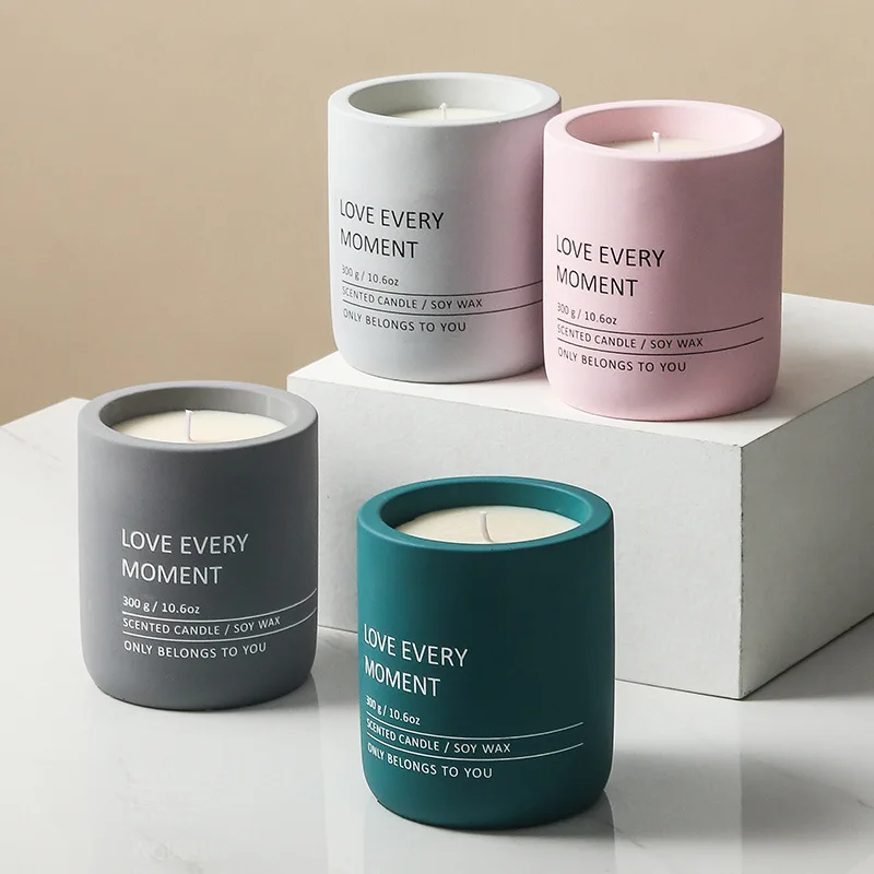 2024 Low Moq Colorful Empty Cement Jar Candle Pottery Concrete Candle
