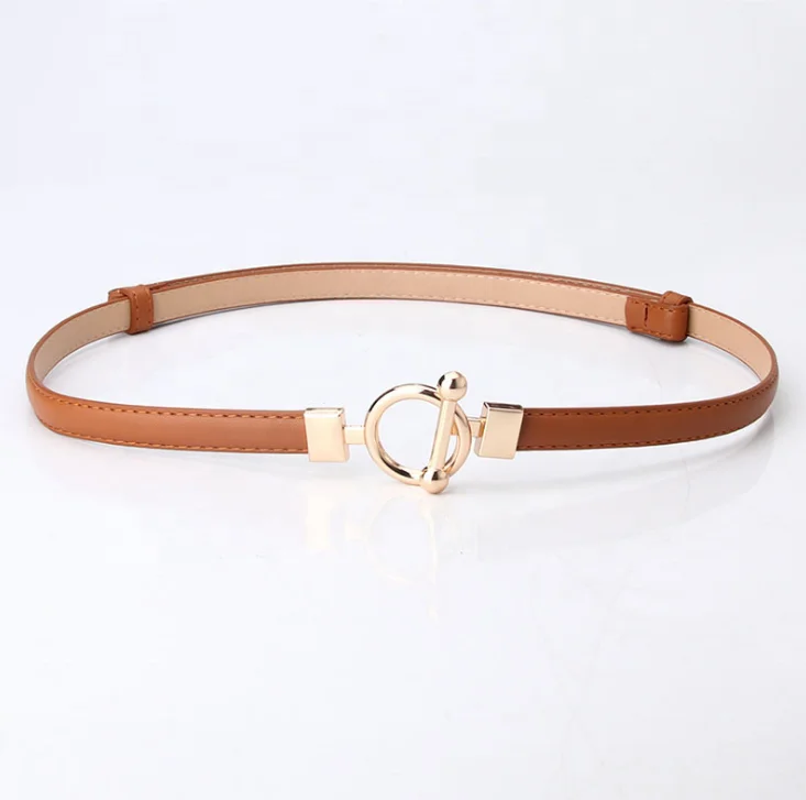 Распродажа полностью регулируемый однотонный простой дизайн тонкий пояс из искусственной кожи с золотой пряжкой шикарным дизайном