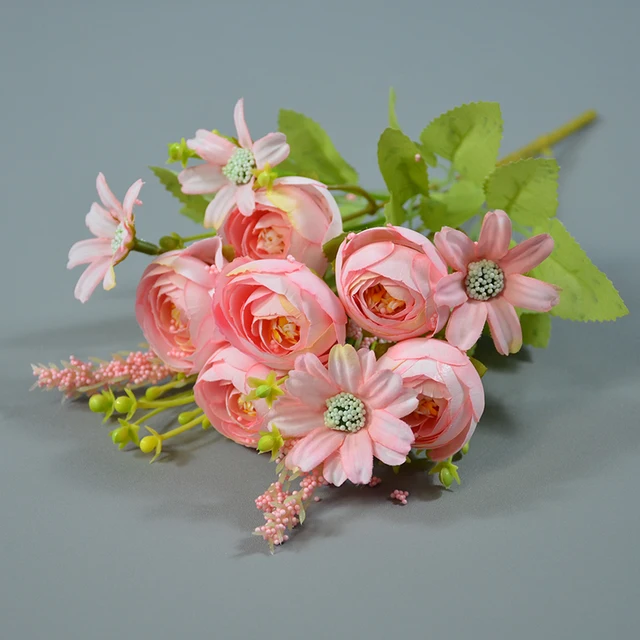 Silk Rose bouquet Artificial Wedding Rose Bulk  Mixed Wedding Party Home Decorative Flowers