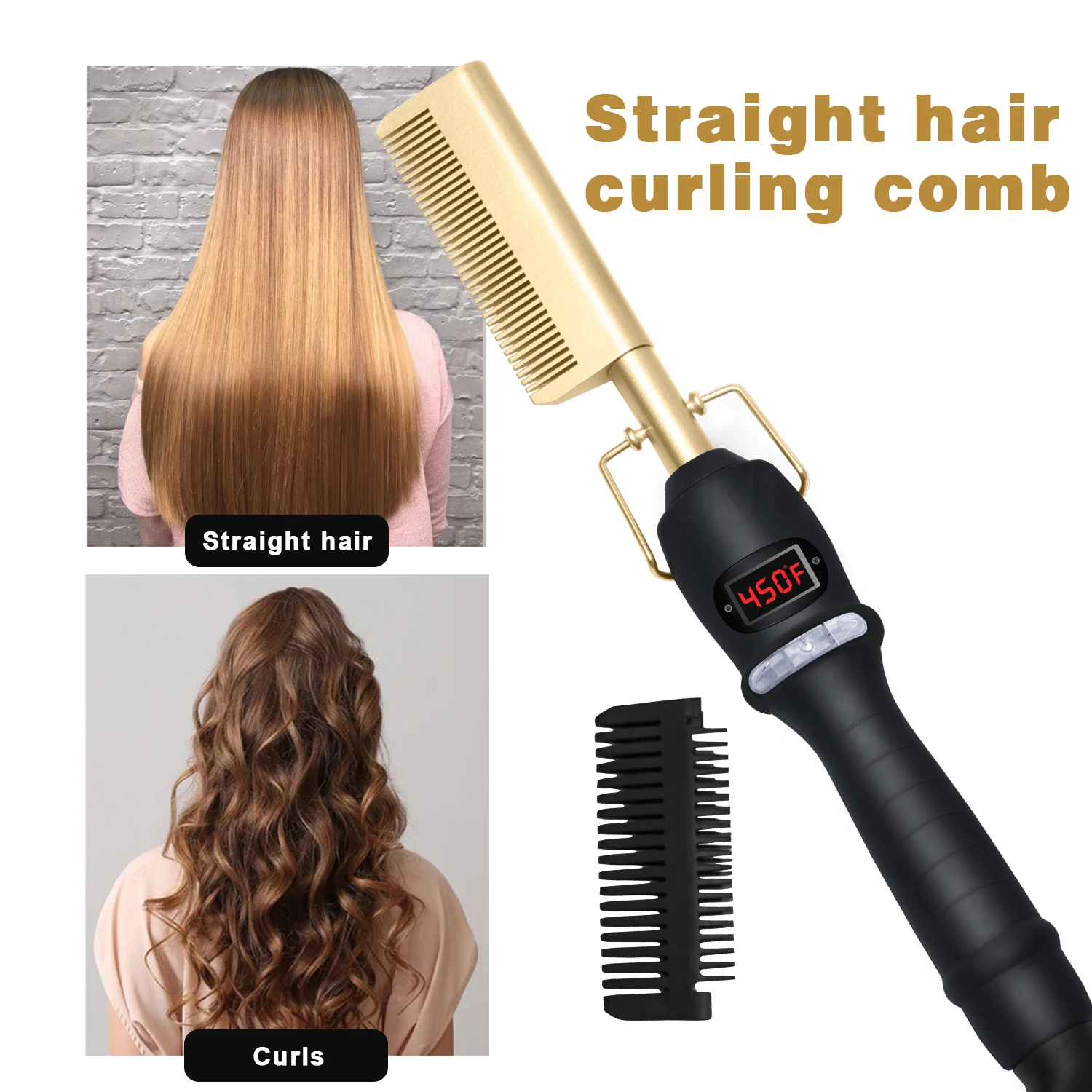 Mini Heat Comb Custom 2 in 1 Hot Comb Hair Straightener Electric Heating Comb Hair ...