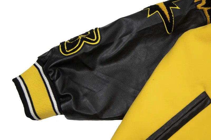 High Quality Men Chenille Embroidery Leather Sleeves Custom Baseball Letterman Varsity Jacket_voghion.com