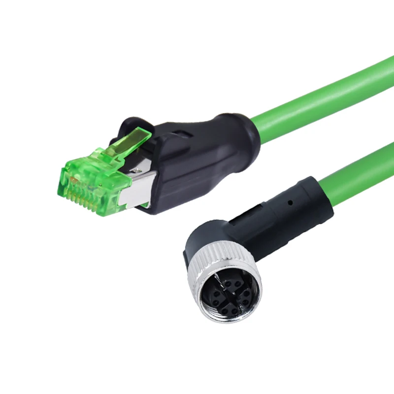 M12 X Code 8 Pin Male Waterproof Connector to RJ45 Ethernet Cable Shielded Cat 6 Industrial Camera Vision Sensor Plug Patch Cord