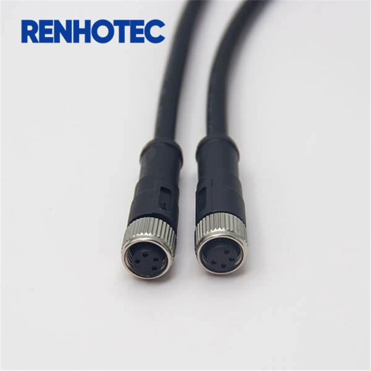 M12-8 Core Female Head Ribbon Wire 1m 24awg Pvc Black Wire Injection Molding  M12 Waterproof Joint - Transmission & Cables - AliExpress