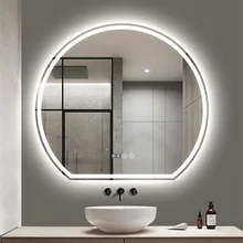 Half Moon Shape Waterproof Smart Bathroom LED Mirror Irregular Bath Mirrors