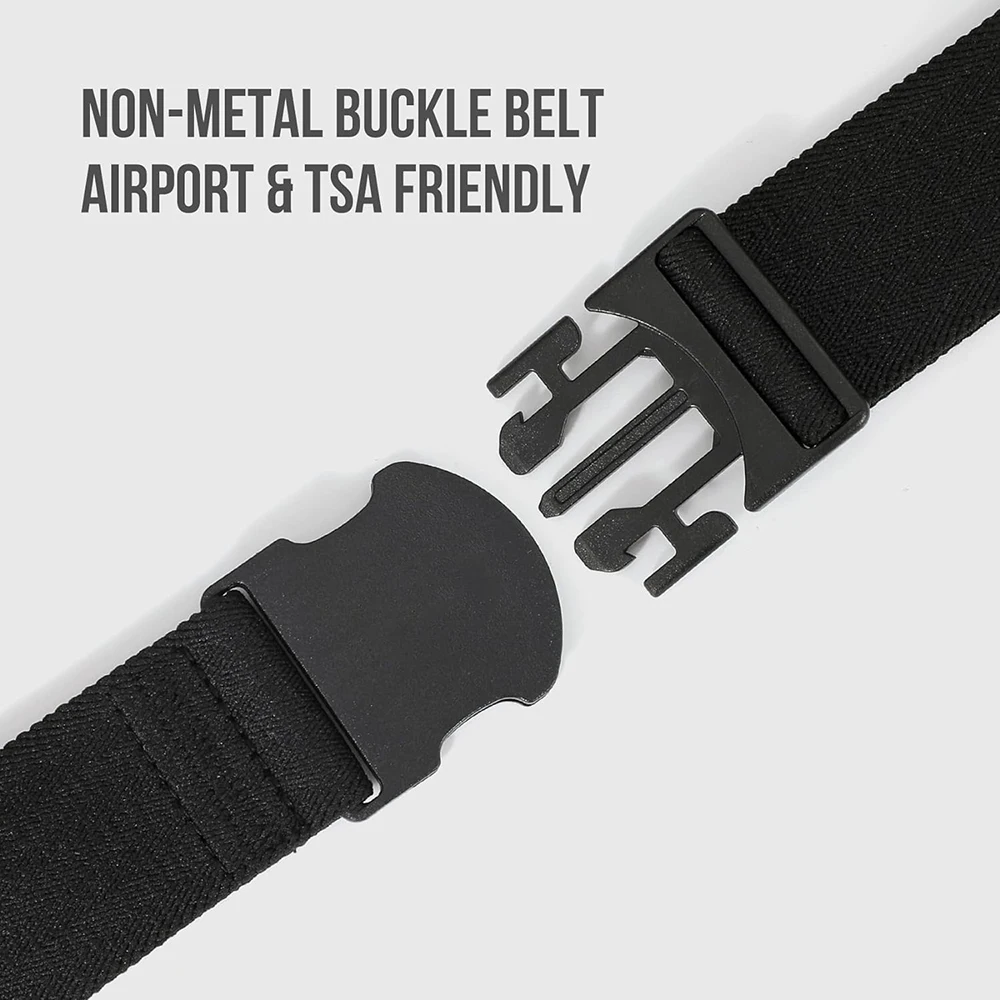Men Sports Elastic Stretch Belt Unisex Adventure Web Belt Women Men with Non-Metal Buckle Adjustable Tactical Belt