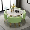 Mesa blanca+silla verde claro/dorada