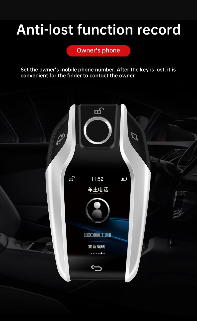 Universal LCD Smart Key Cover Upgrade Version for All Car Models Smart Keyless Key With One-Key Start