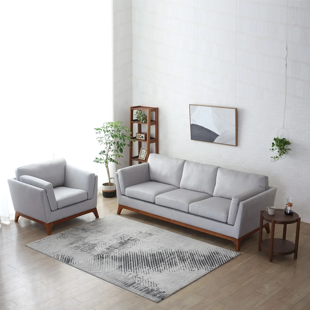 Pesanan Kustom Kilang Kain 2 3 Dudukan Sofa dan Kerusi Tunggal Seater Sofa