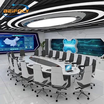 Luxury Large Solid Surface Conference Table Oval Shape glossy Top 12 Person Conference Table Office Furniture Meeting Table