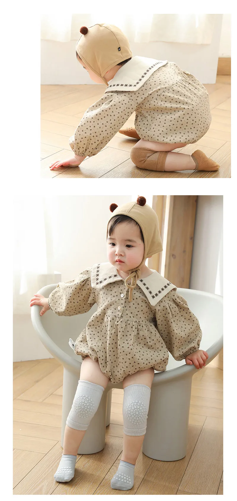 Baby Knee Pads Socks Set Solid Color Anti Slip Socks Kneecap Kid