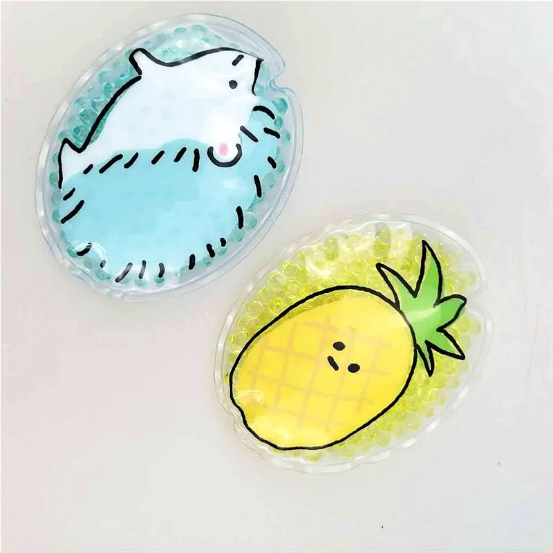 Cute  Pineapple Fruit Pattern Reusable Cooling Pack  Animal Oval Hot Cold Gel Ice Pack for Kids