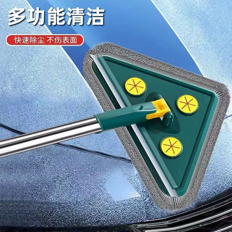 Triangular Mop Microfibre Head Aluminum Pole For Home Cleaning Ceiling Floor