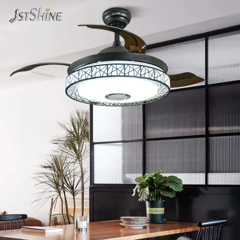 1stshine commercial modern design color led light ceiling fan 42 inch modern ceiling fan with lamp hidden blades