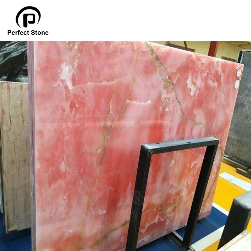 China Factory Villa Apartments Natural Stone Pink Onyx Kitchen Countertops  - China Bathroom Counter Top, Kitchen Countertop