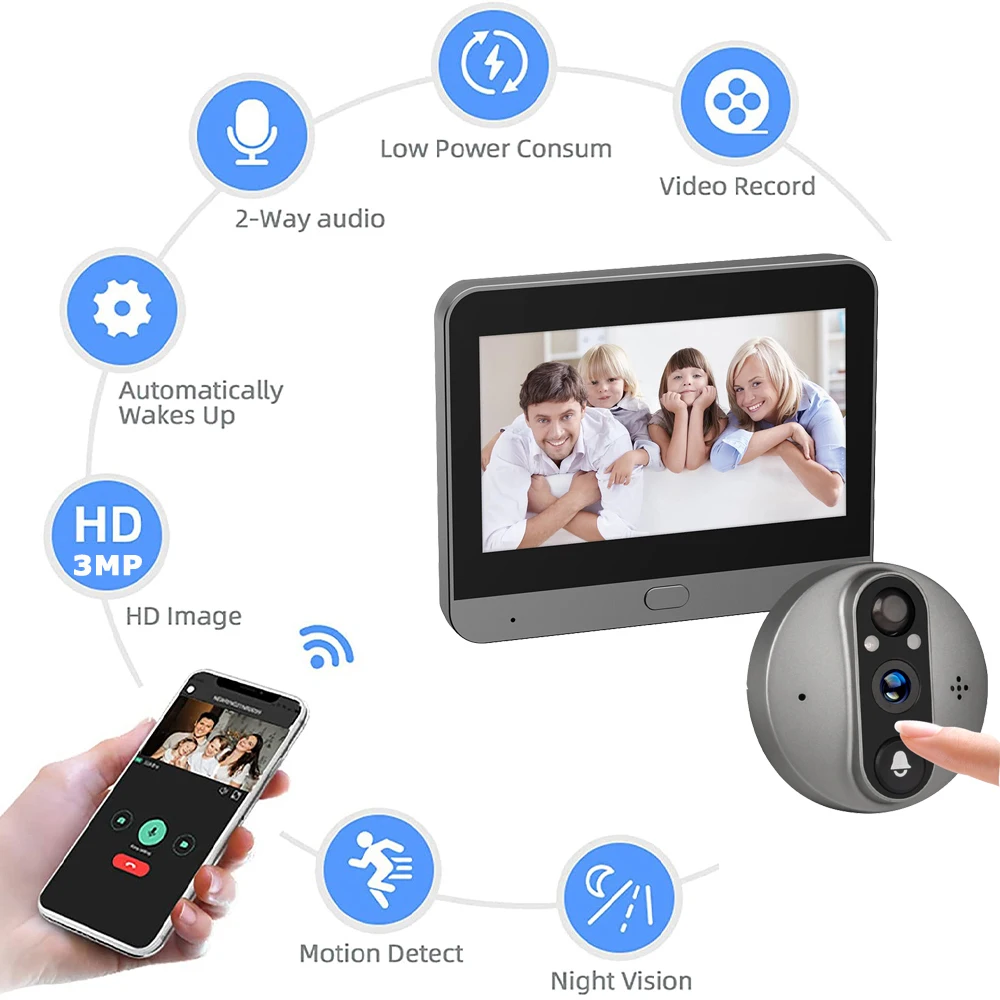 Wireless Video Doorbell Low-Power Home Intercom Anti-Theft Doorbell Is 1080p Pir Remote Active Wake Up Configuration